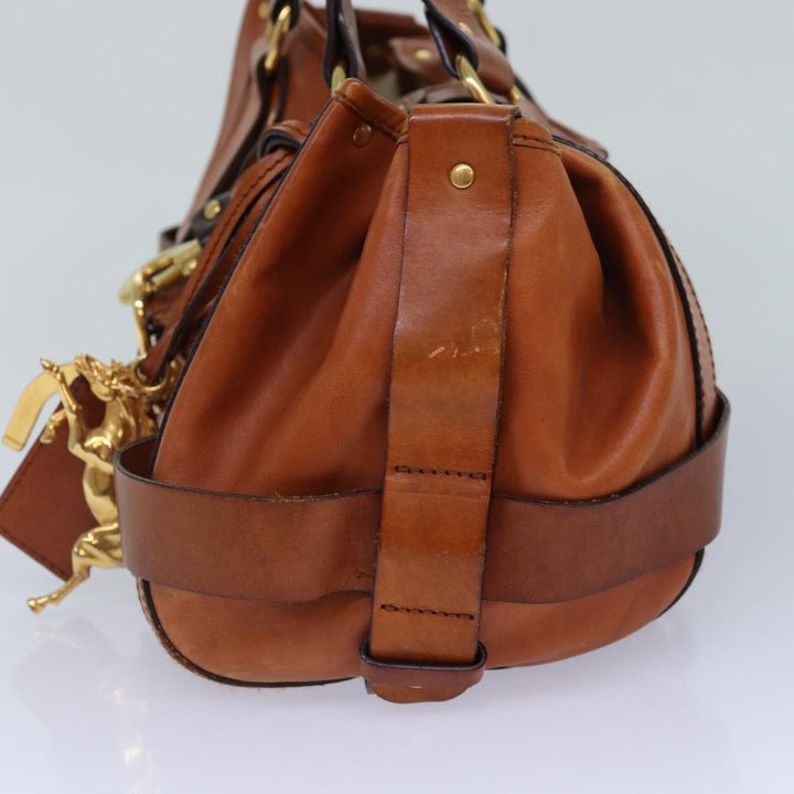 Chloe Kerala Hand Bag Leather Brown Gold hk1581