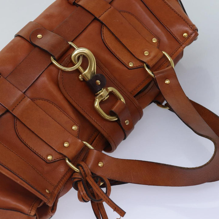 Chloe Kerala Hand Bag Leather Brown Gold hk1581