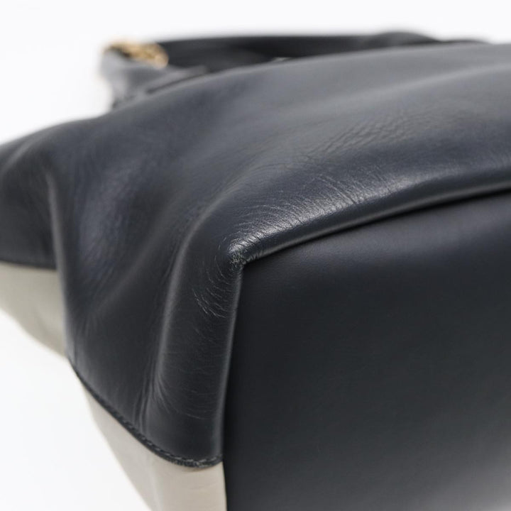 Chloe Bailey Hand Bag Leather 2way Navy Gray gold hk1582