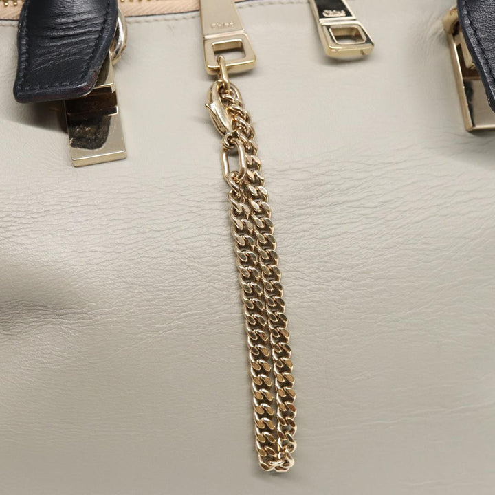 Chloe Bailey Hand Bag Leather 2way Navy Gray gold hk1582