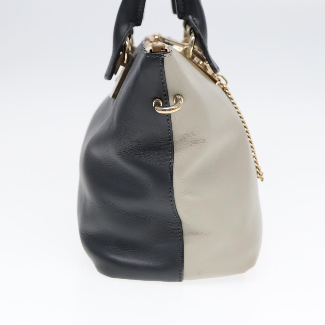 Chloe Bailey Hand Bag Leather 2way Navy Gray gold hk1582