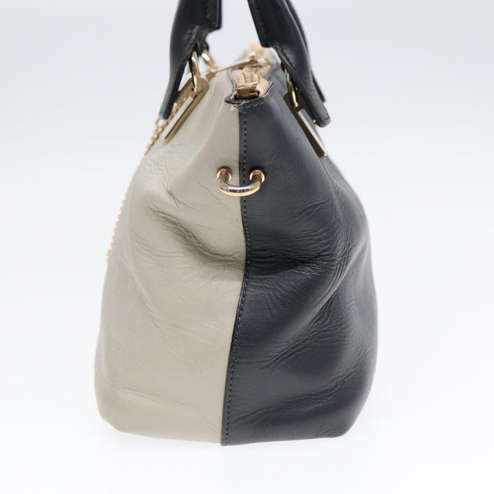 Chloe Bailey Hand Bag Leather 2way Navy Gray gold hk1582