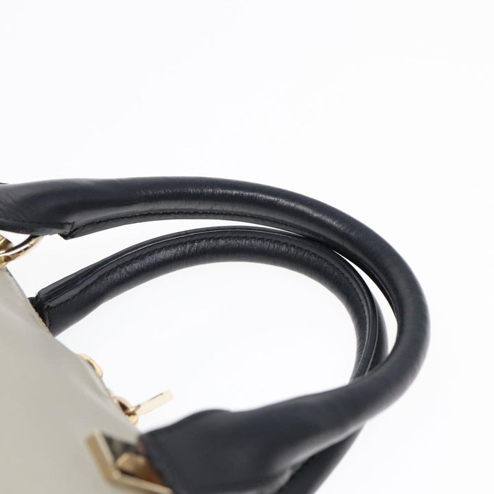 Chloe Bailey Hand Bag Leather 2way Navy Gray gold hk1582