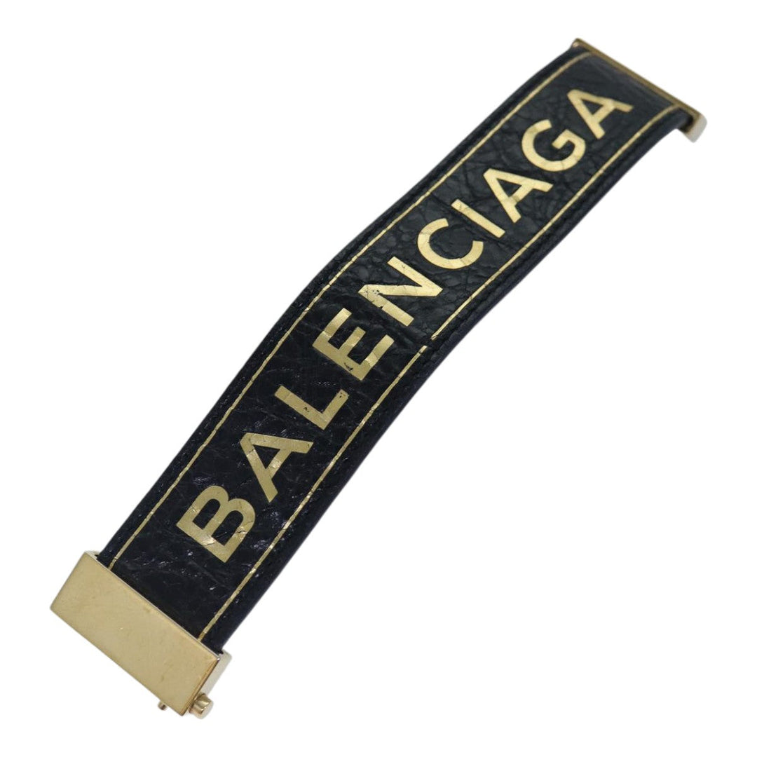 Top Quality Balenciaga Bangle Bracelet Leather Black 466597 Auth hk1591