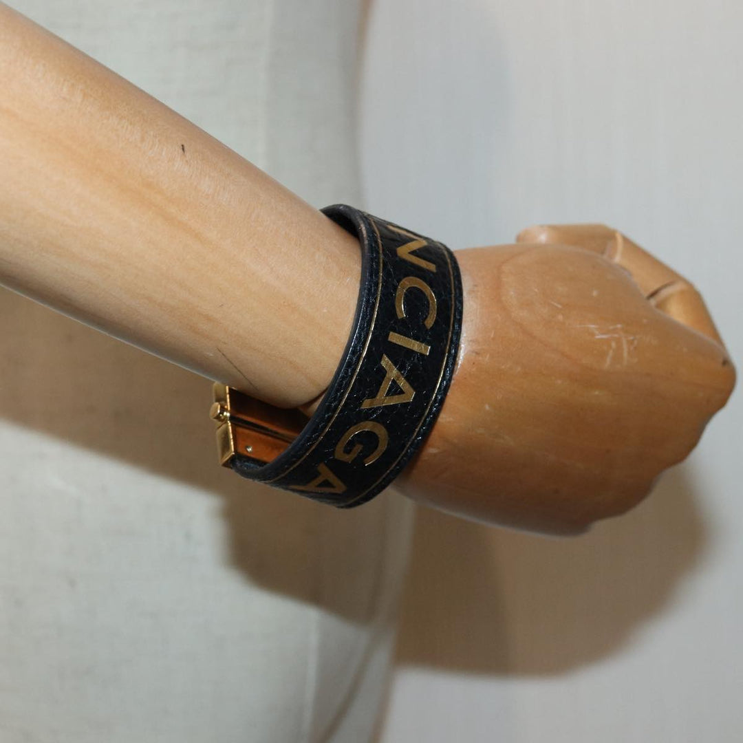 Top Quality Balenciaga Bangle Bracelet Leather Black 466597 Auth hk1591