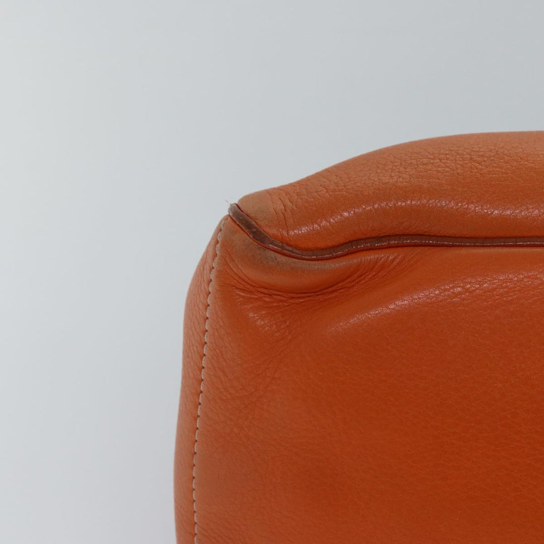 Celine Hand Bag Leather Orange Silver Auth hk1605