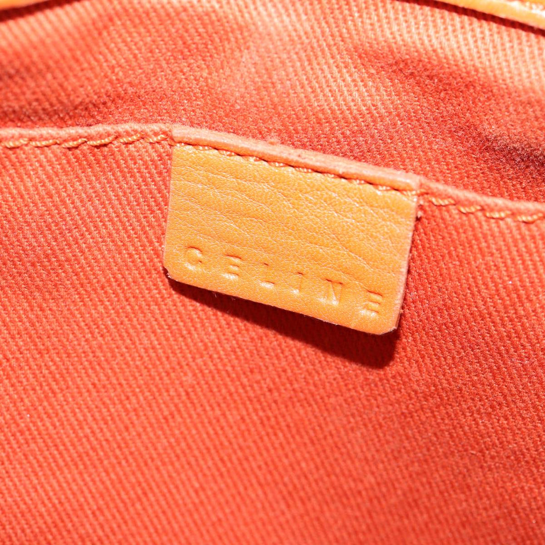 Celine Hand Bag Leather Orange Silver Auth hk1605