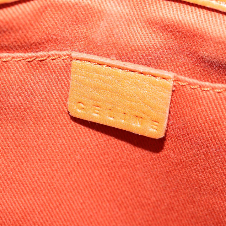 Celine Hand Bag Leather Orange Silver Auth hk1605