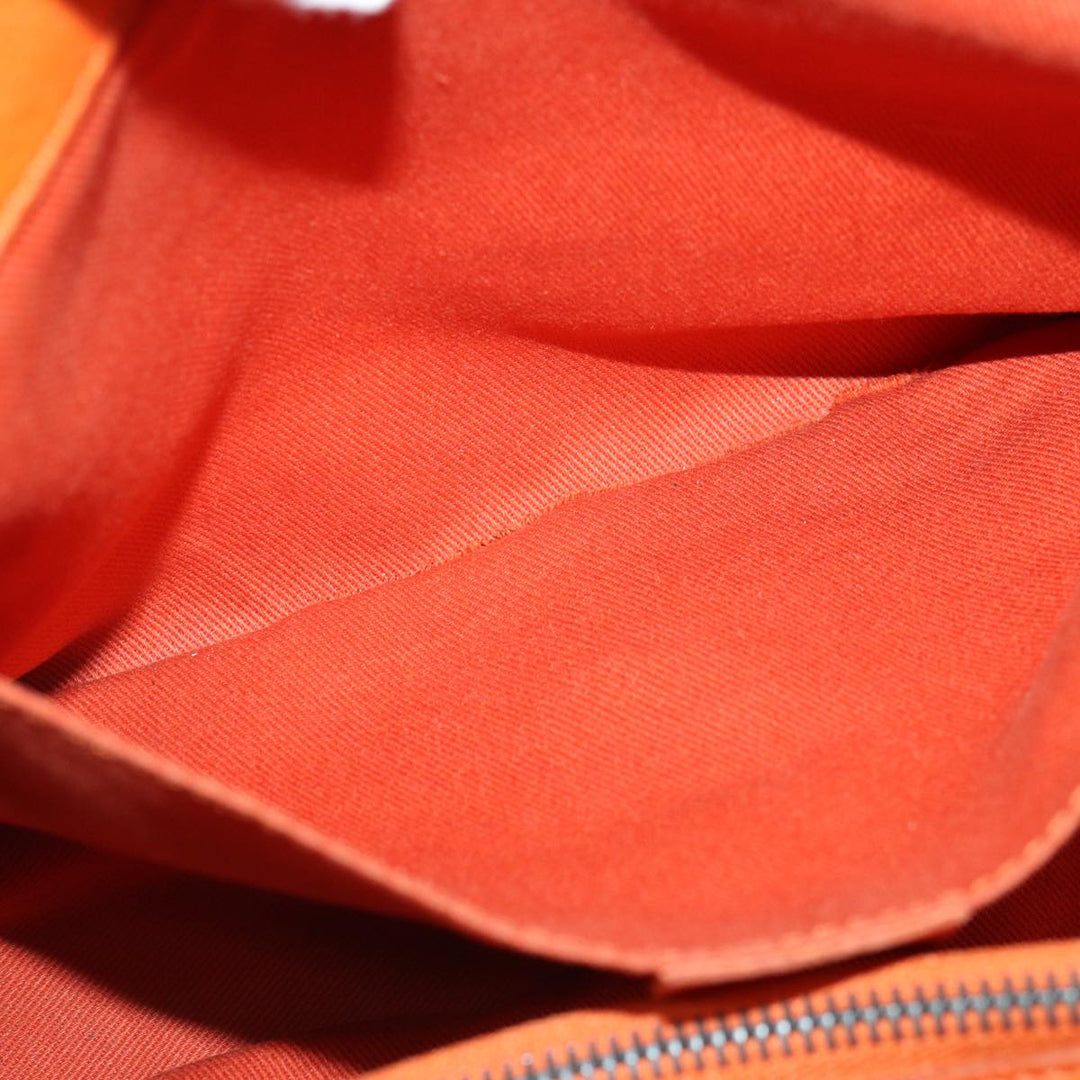 Celine Hand Bag Leather Orange Silver Auth hk1605