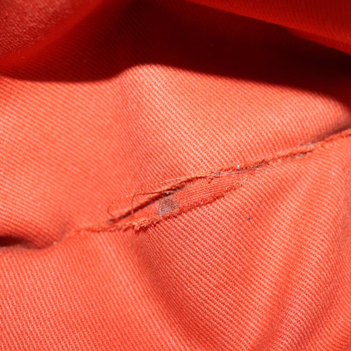 Celine Hand Bag Leather Orange Silver Auth hk1605