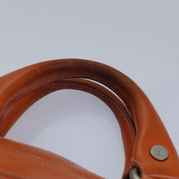 Celine Hand Bag Leather Orange Silver Auth hk1605