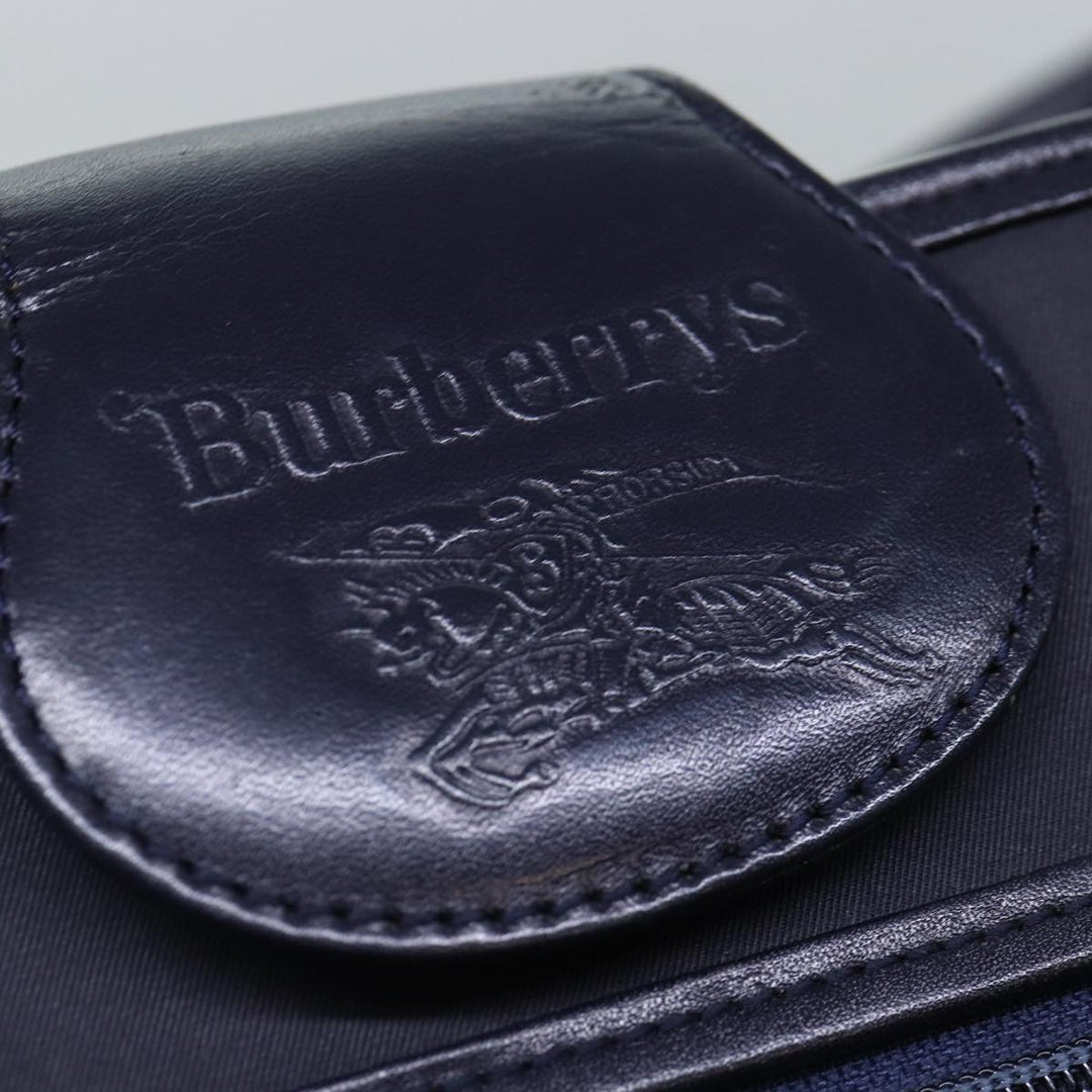 BurberrySs Shoulder Bag Nylon Leather Navy Gold Auth hk1626