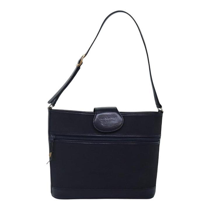 BurberrySs Shoulder Bag Nylon Leather Navy Gold Auth hk1626