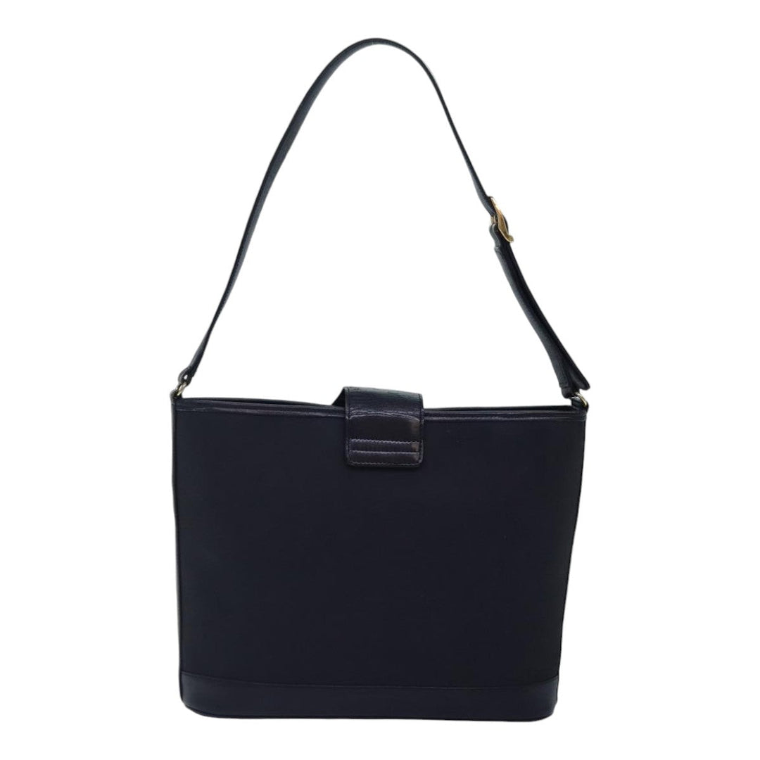 BurberrySs Shoulder Bag Nylon Leather Navy Gold Auth hk1626