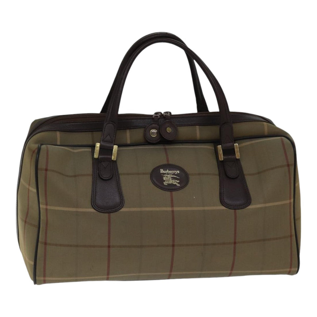 BurberrySs Nova Check Boston Bag Canvas Beige Auth hk1648