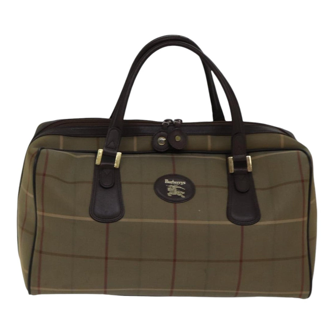 BurberrySs Nova Check Boston Bag Canvas Beige Auth hk1648