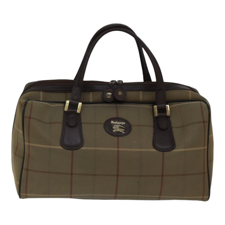 BurberrySs Nova Check Boston Bag Canvas Beige Auth hk1648
