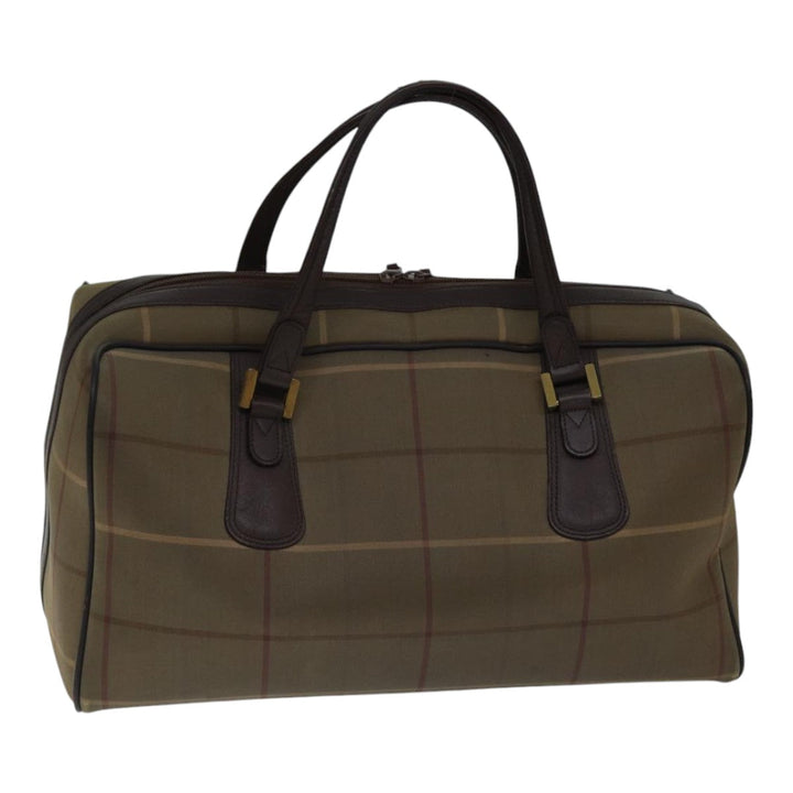 BurberrySs Nova Check Boston Bag Canvas Beige Auth hk1648