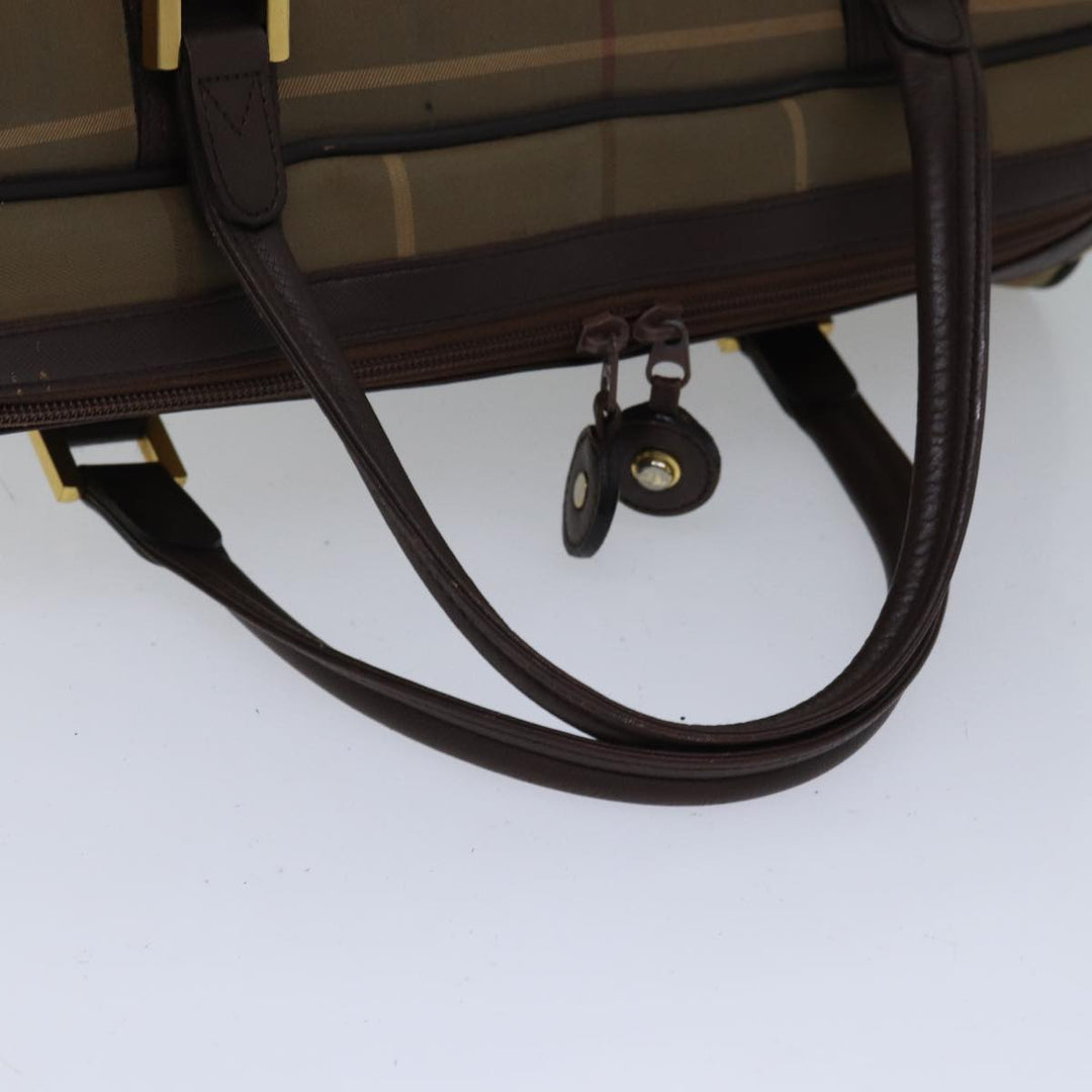 BurberrySs Nova Check Boston Bag Canvas Beige Auth hk1648
