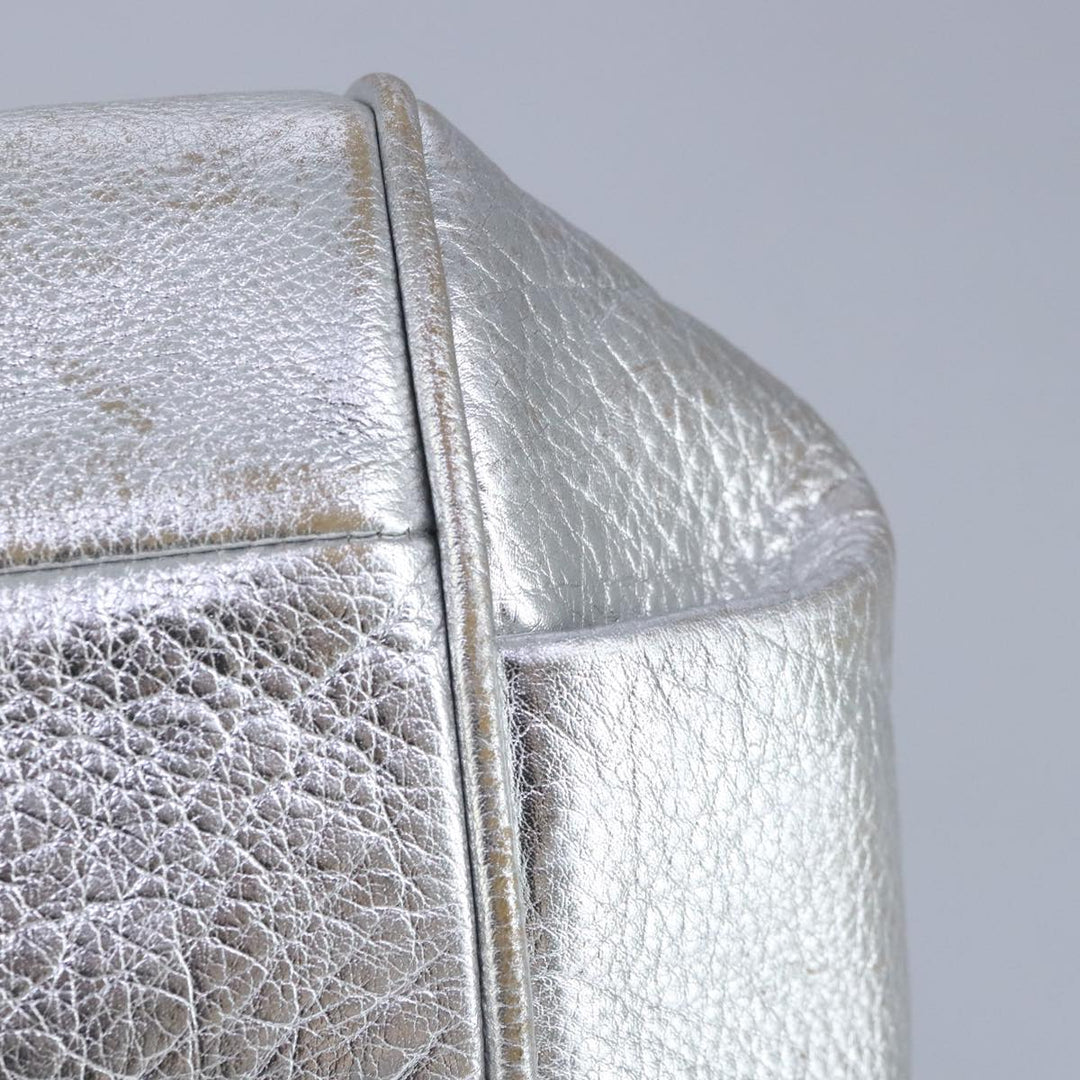 Chloe Etel Hand Bag Leather 2way Silver hk1743