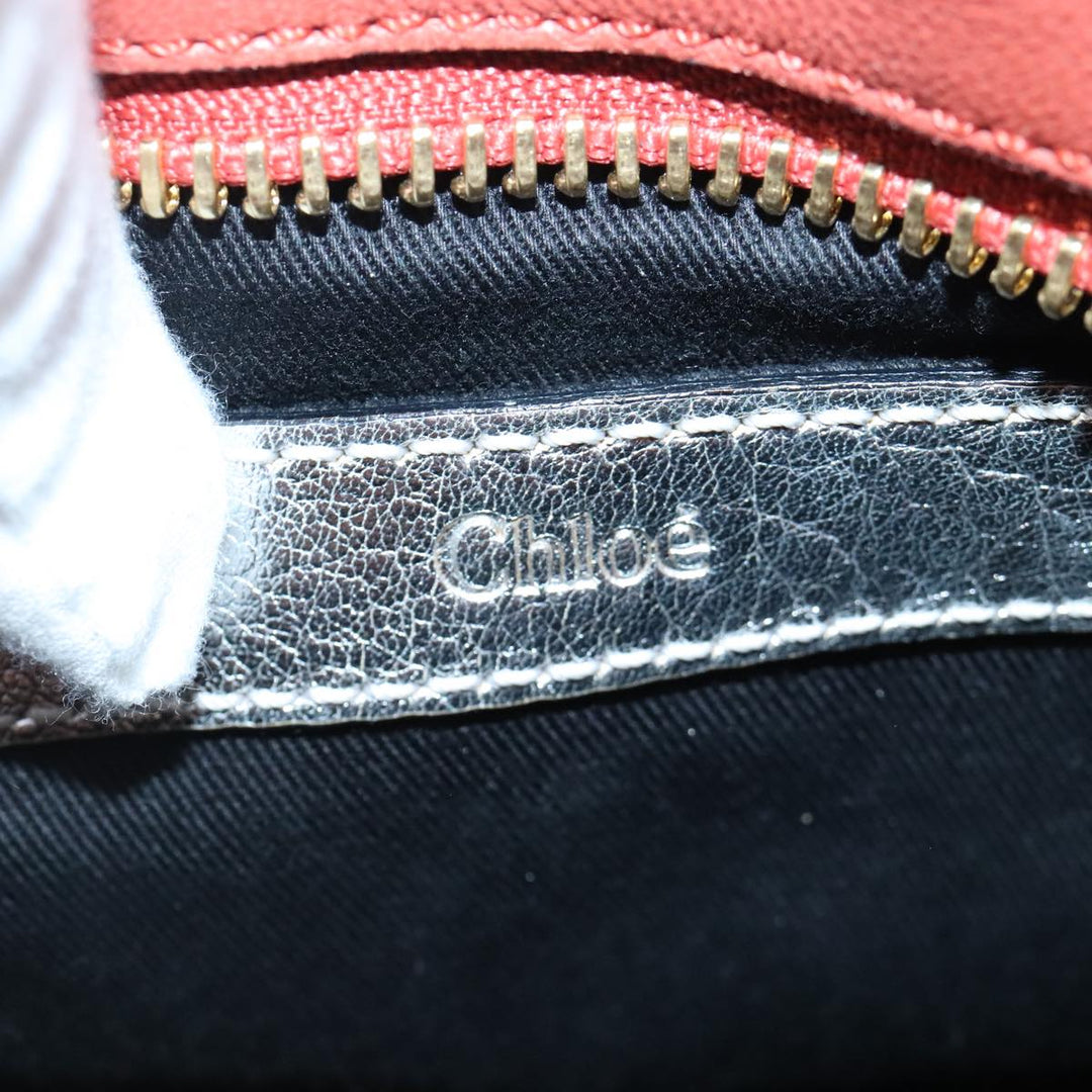 Chloe Etel Hand Bag Leather 2way Silver hk1743