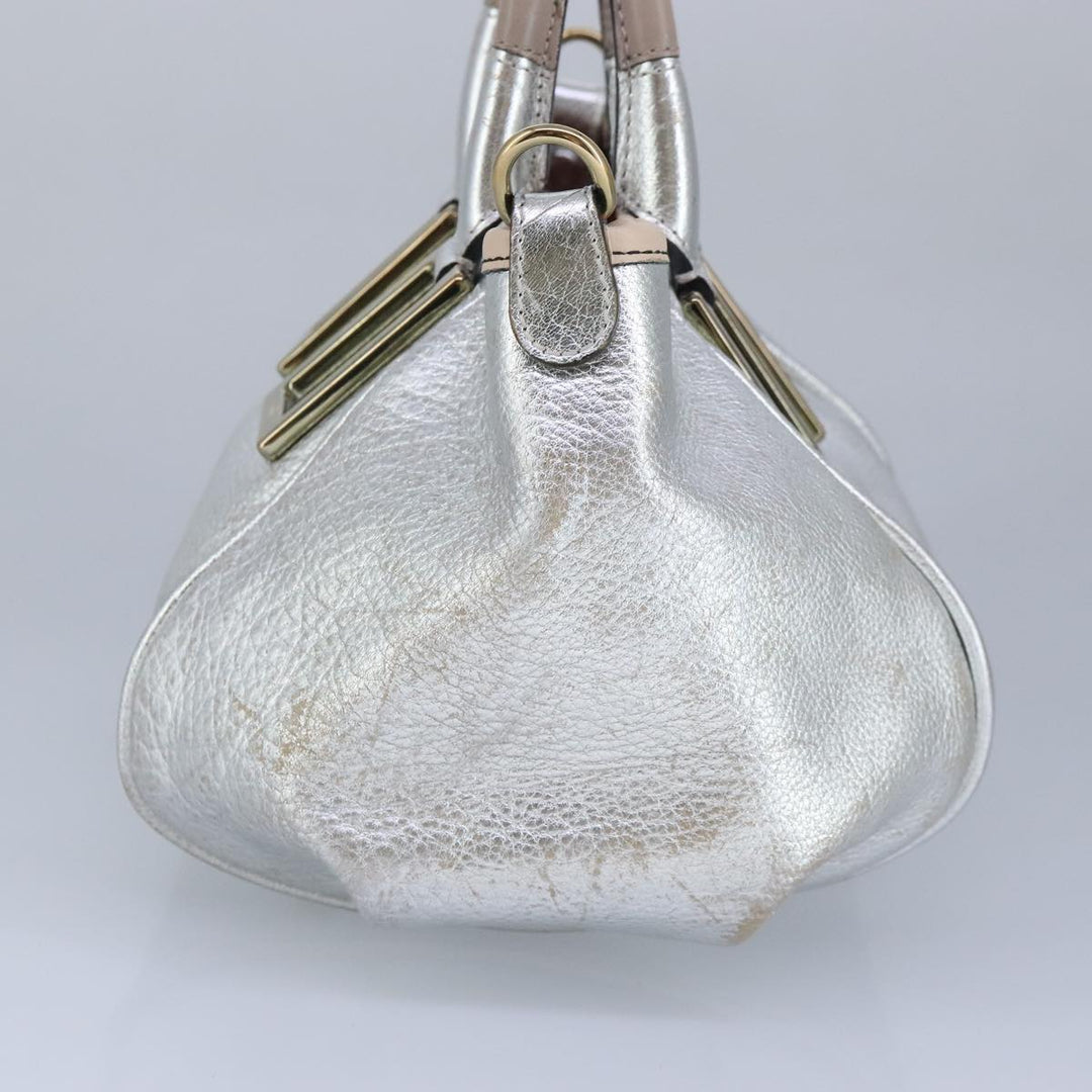 Chloe Etel Hand Bag Leather 2way Silver hk1743
