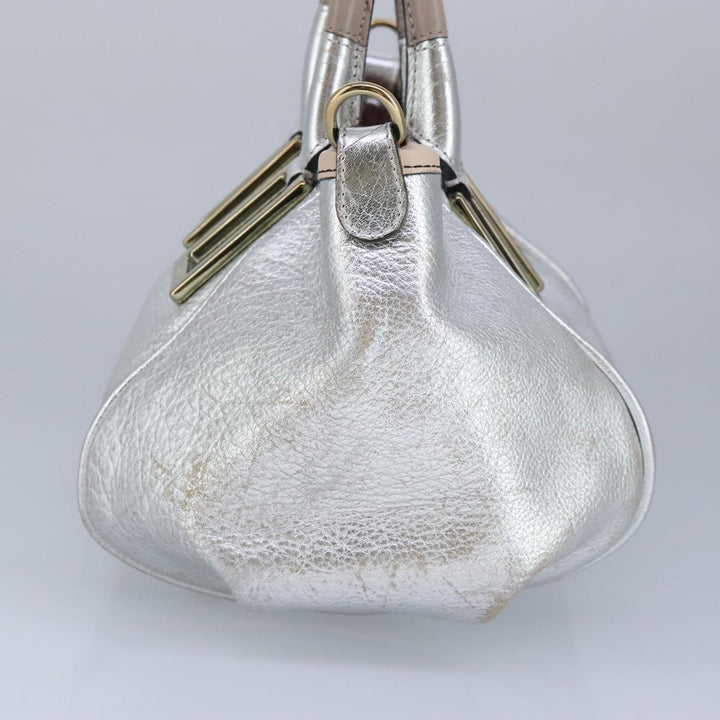 Chloe Etel Hand Bag Leather 2way Silver hk1743