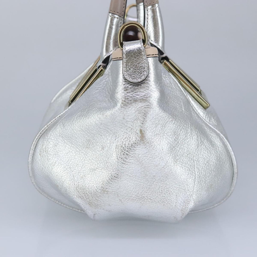 Chloe Etel Hand Bag Leather 2way Silver hk1743