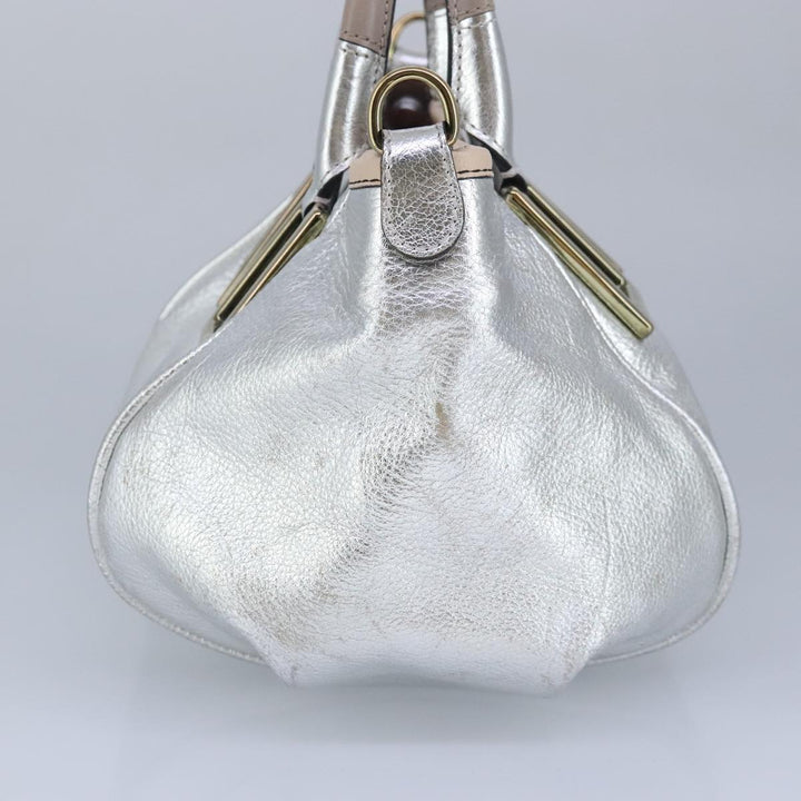 Chloe Etel Hand Bag Leather 2way Silver hk1743