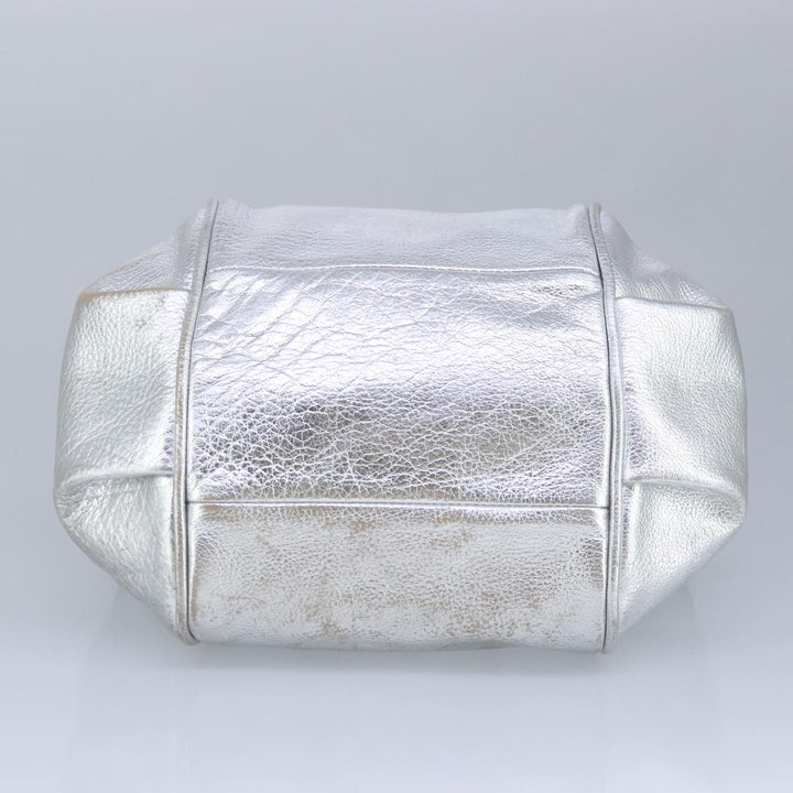 Chloe Etel Hand Bag Leather 2way Silver hk1743