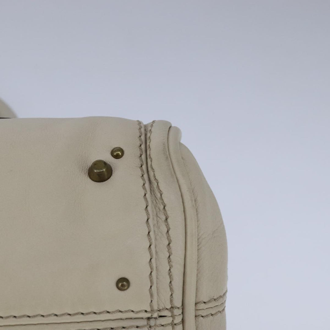Chloe Mini Paddington Hand Bag Leather White Gold Silver hk1875