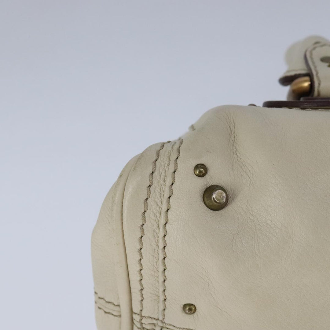 Chloe Mini Paddington Hand Bag Leather White Gold Silver hk1875