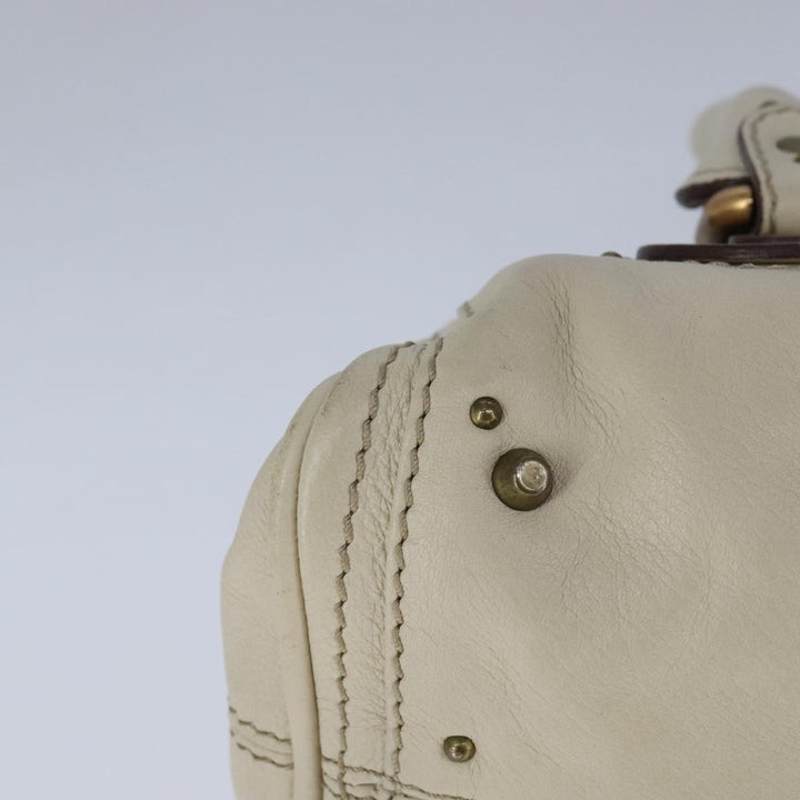 Chloe Mini Paddington Hand Bag Leather White Gold Silver hk1875