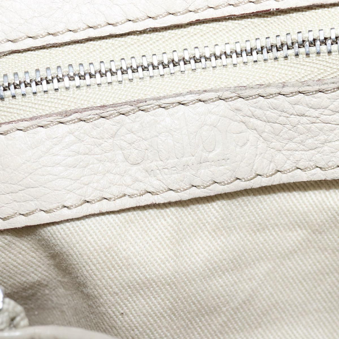 Chloe Mini Paddington Hand Bag Leather White Gold Silver hk1875