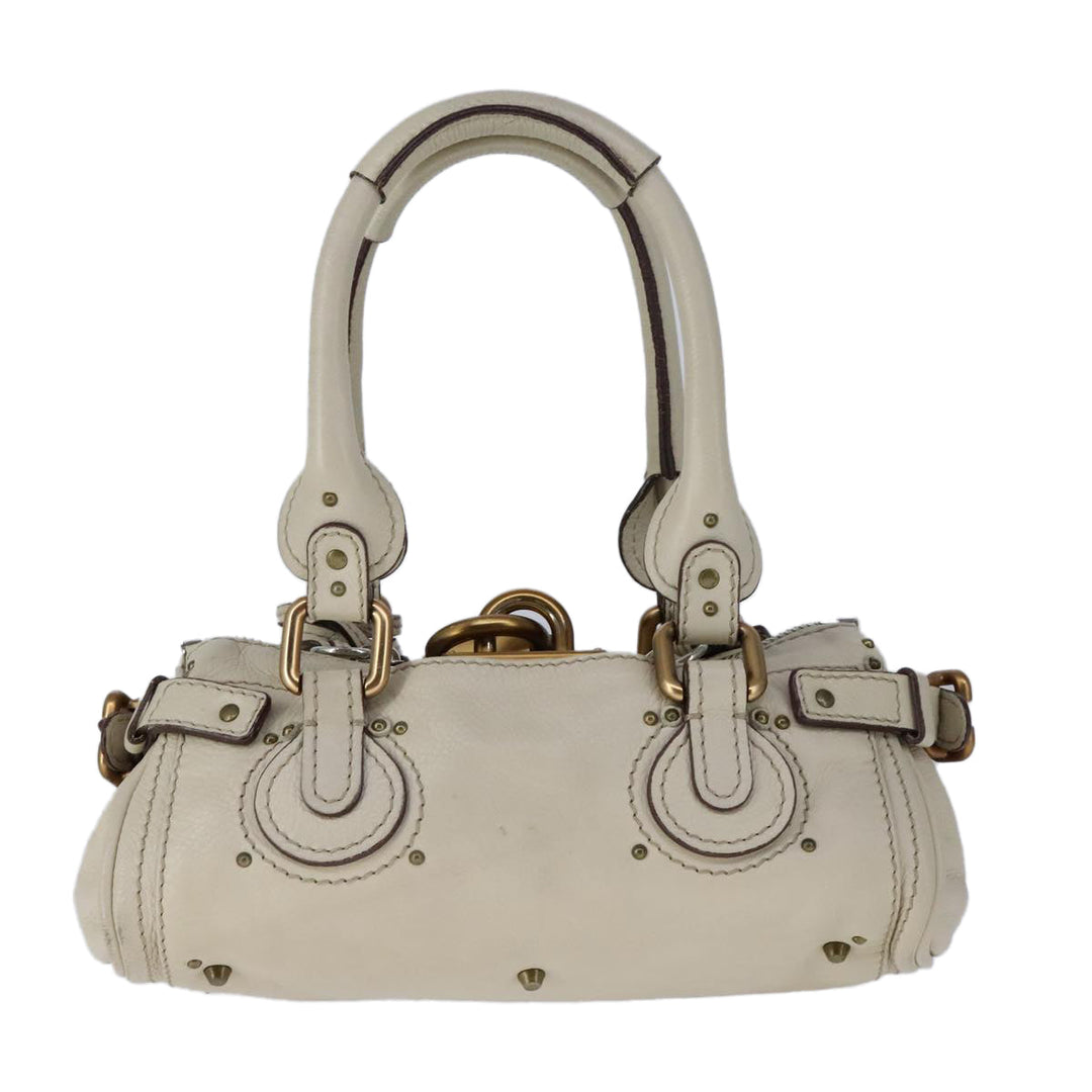 Chloe Mini Paddington Hand Bag Leather White Gold Silver hk1875