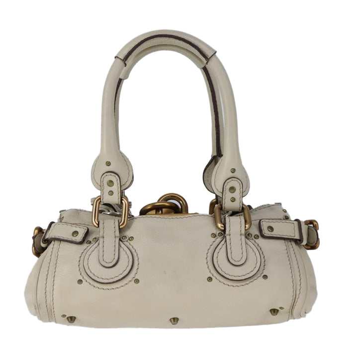 Chloe Mini Paddington Hand Bag Leather White Gold Silver hk1875