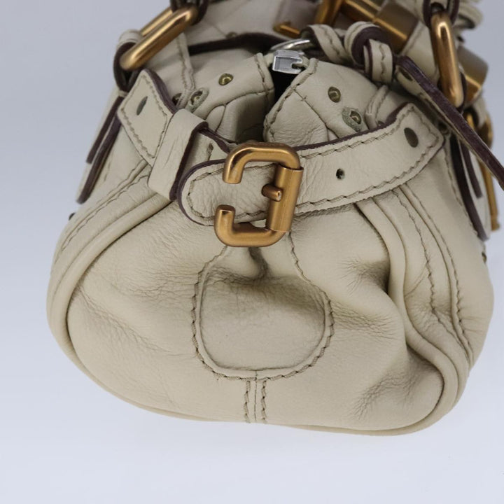 Chloe Mini Paddington Hand Bag Leather White Gold Silver hk1875