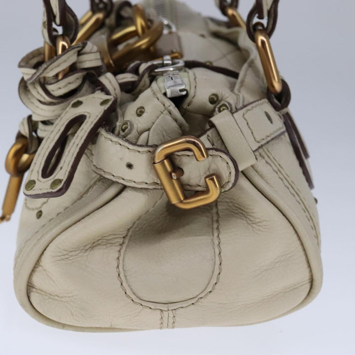 Chloe Mini Paddington Hand Bag Leather White Gold Silver hk1875