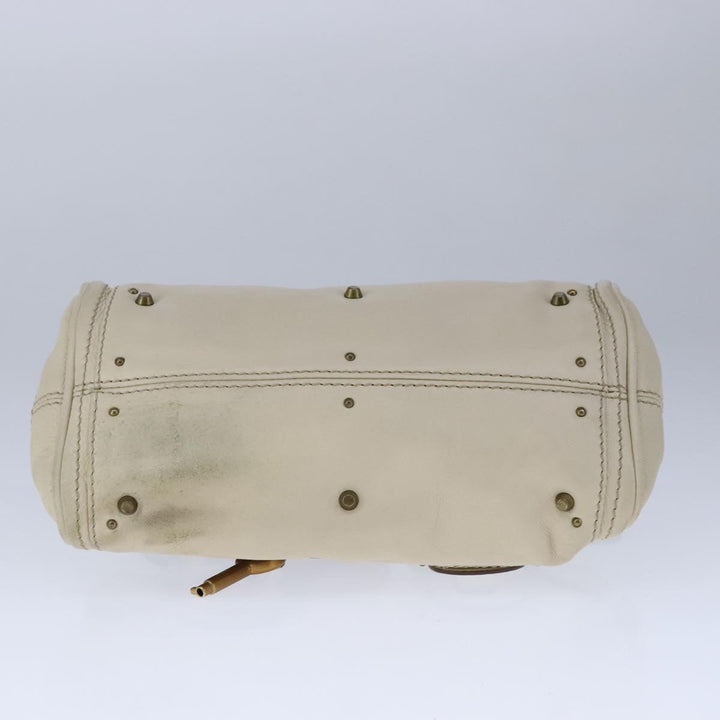 Chloe Mini Paddington Hand Bag Leather White Gold Silver hk1875