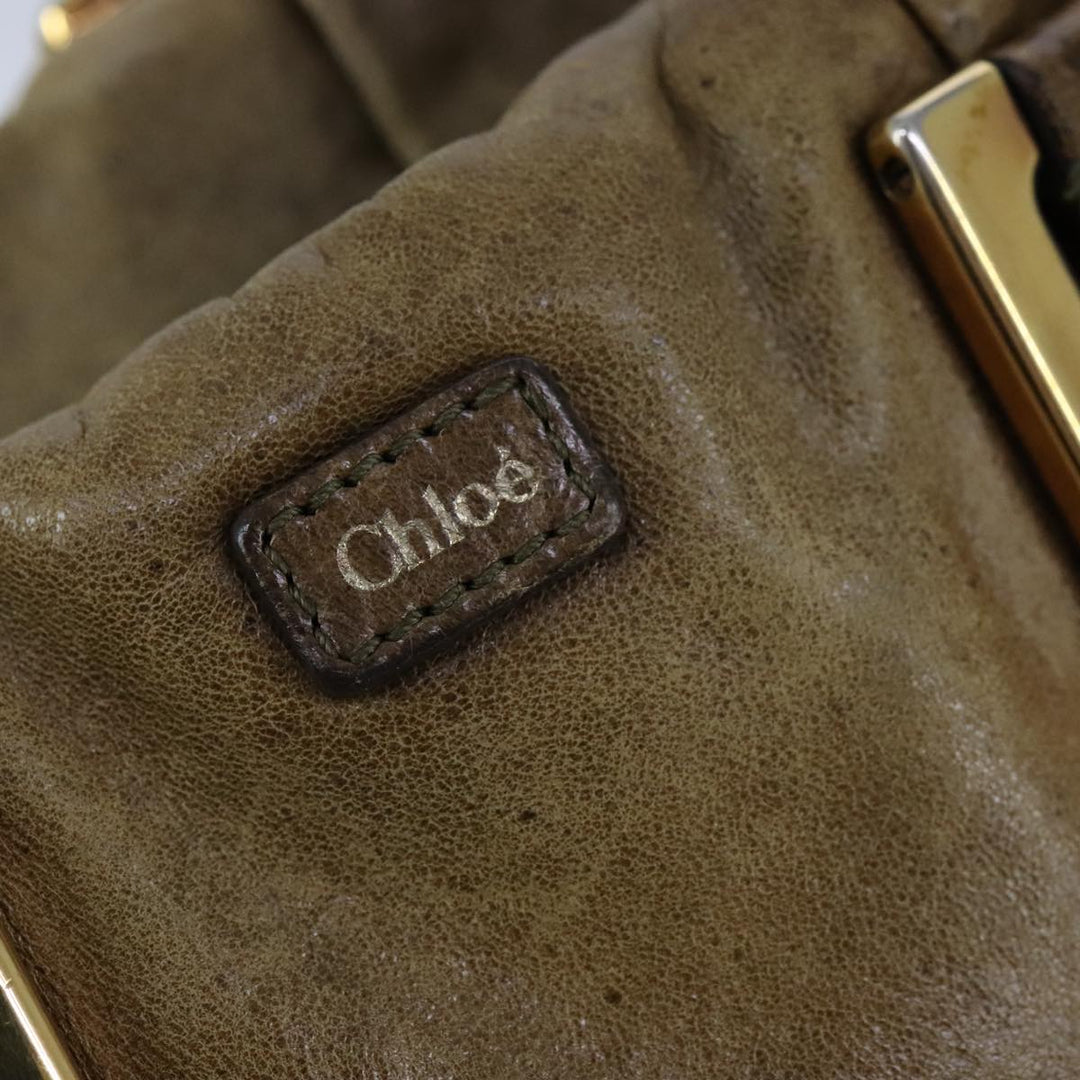 Chloe Etel Hand Bag Leather 2way Brown Gold hk1876