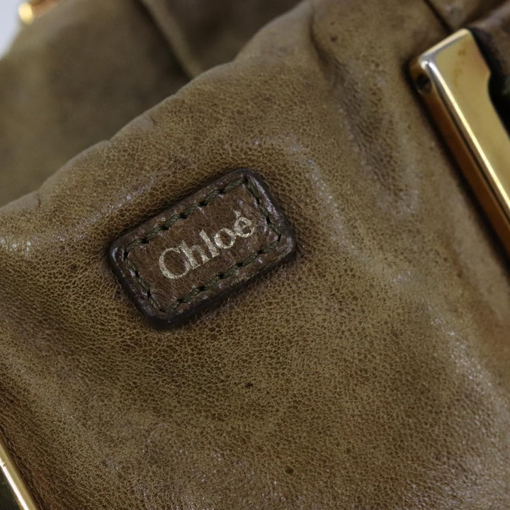 Chloe Etel Hand Bag Leather 2way Brown Gold hk1876