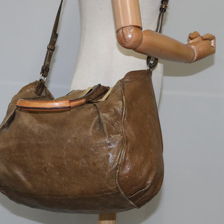 Chloe Etel Hand Bag Leather 2way Brown Gold hk1876
