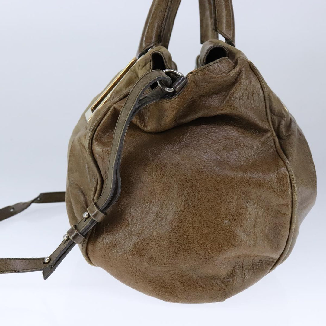 Chloe Etel Hand Bag Leather 2way Brown Gold hk1876