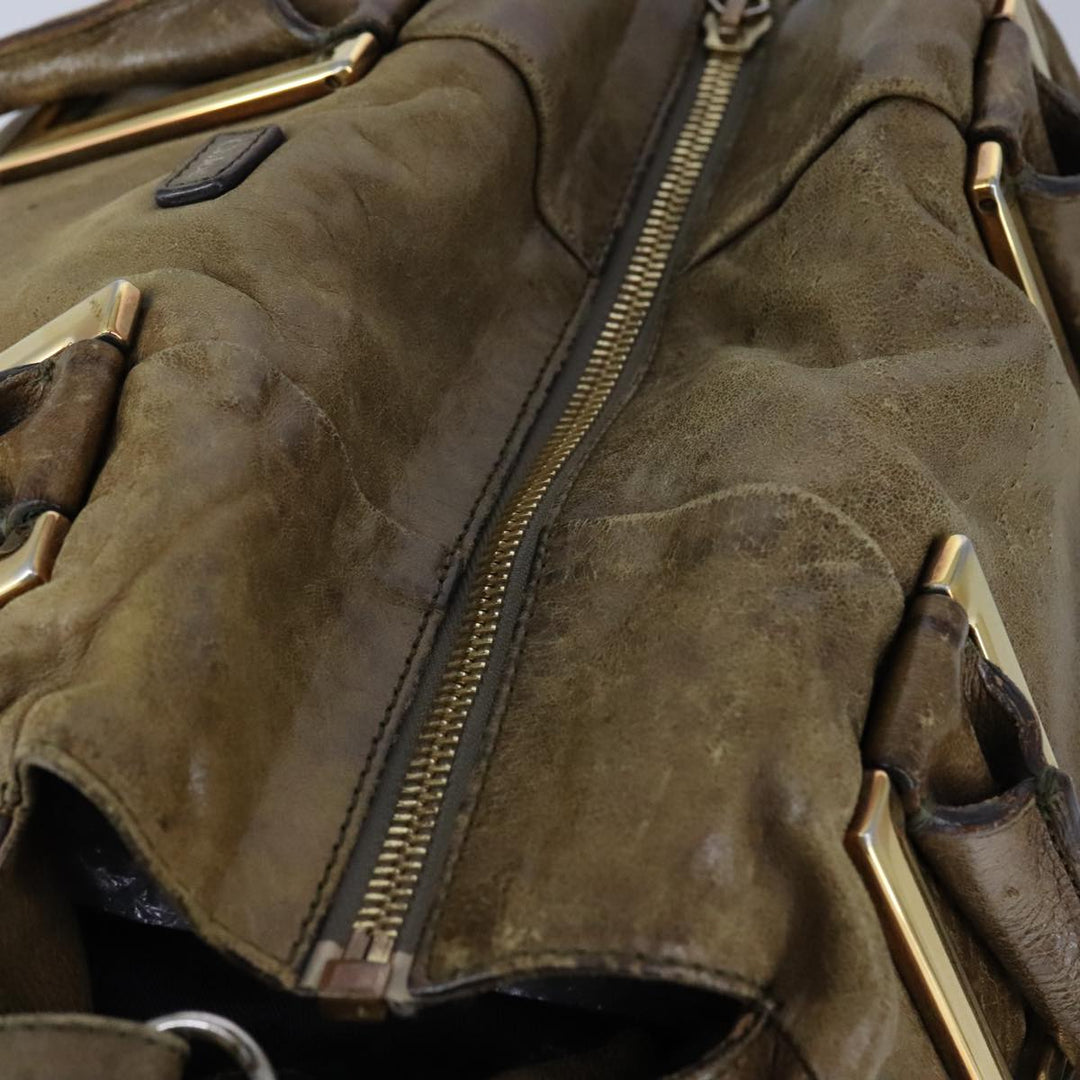 Chloe Etel Hand Bag Leather 2way Brown Gold hk1876