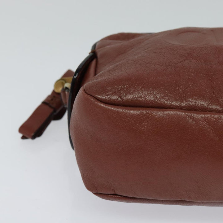 Chloe Shadow Shoulder Bag Leather 2way Brown Gold hk2098
