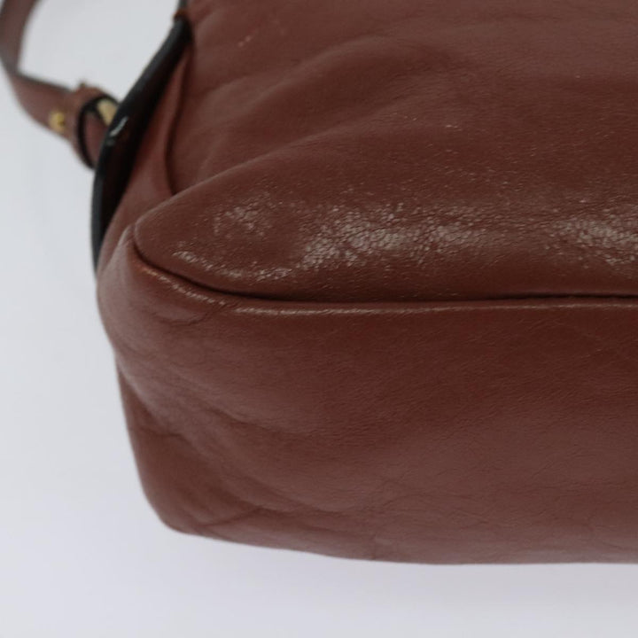 Chloe Shadow Shoulder Bag Leather 2way Brown Gold hk2098