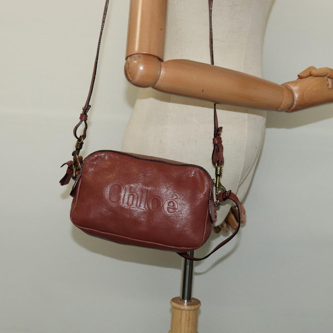 Chloe Shadow Shoulder Bag Leather 2way Brown Gold hk2098