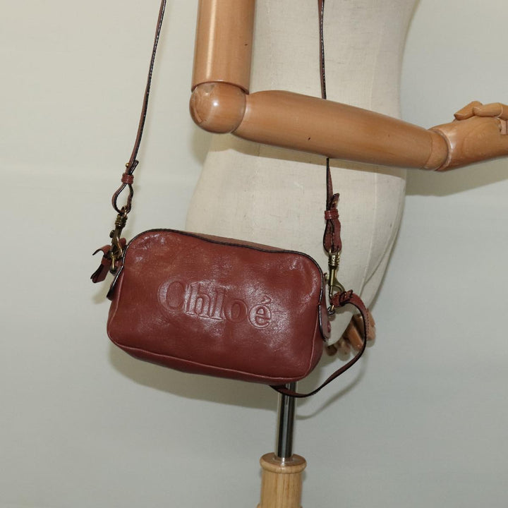 Chloe Shadow Shoulder Bag Leather 2way Brown Gold hk2098
