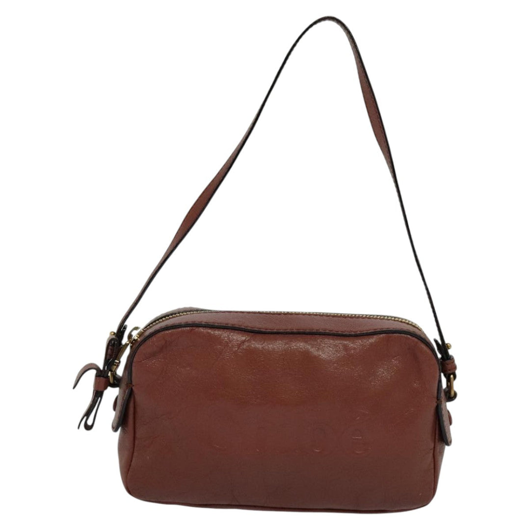Chloe Shadow Shoulder Bag Leather 2way Brown Gold hk2098
