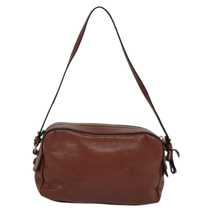 Chloe Shadow Shoulder Bag Leather 2way Brown Gold hk2098